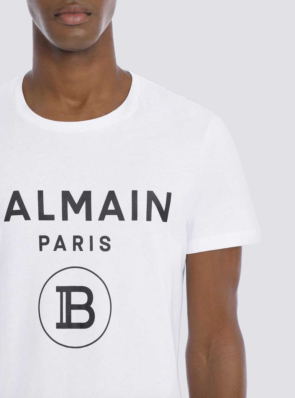 Balmain Cotton T-shirt With Balmain Paris Logo Print White | HZSJXDV-25