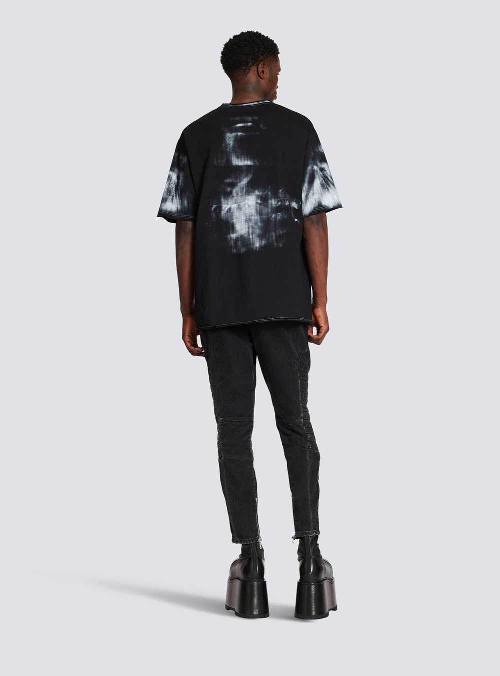 Balmain Cotton T-shirt With Body Armour Print Black | EZXAYNP-49