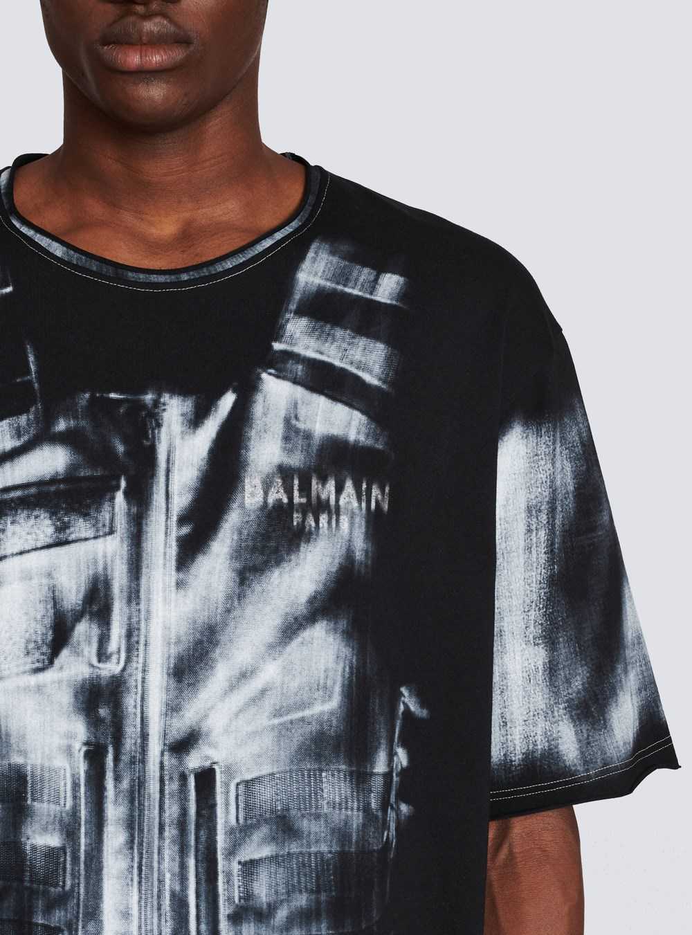 Balmain Cotton T-shirt With Body Armour Print Black | EZXAYNP-49