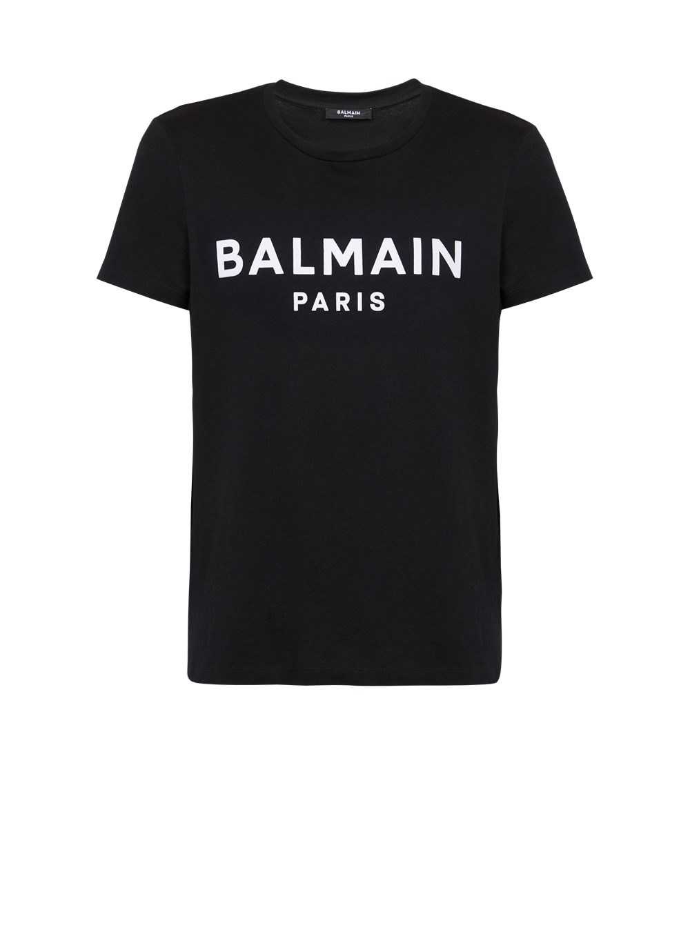 Balmain Cotton T-shirt With Flocked Balmain Medallion Black | RPAXGTN-21