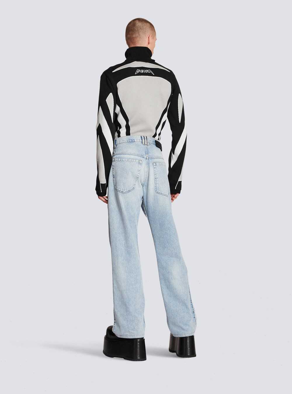 Balmain Cotton Wide-leg Jeans Blue | JKLQYOG-89