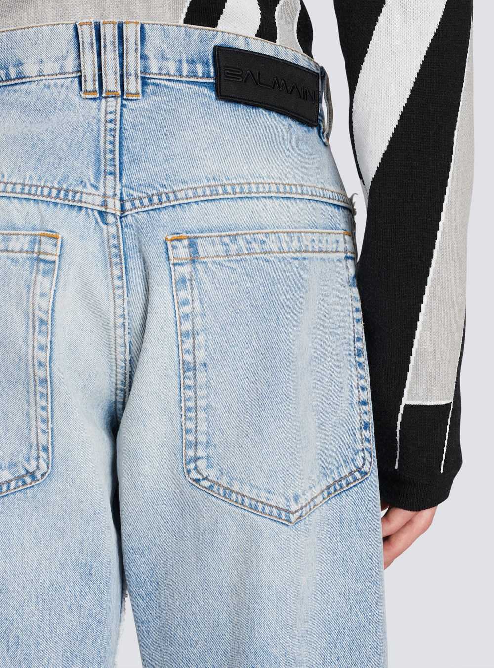 Balmain Cotton Wide-leg Jeans Blue | JKLQYOG-89