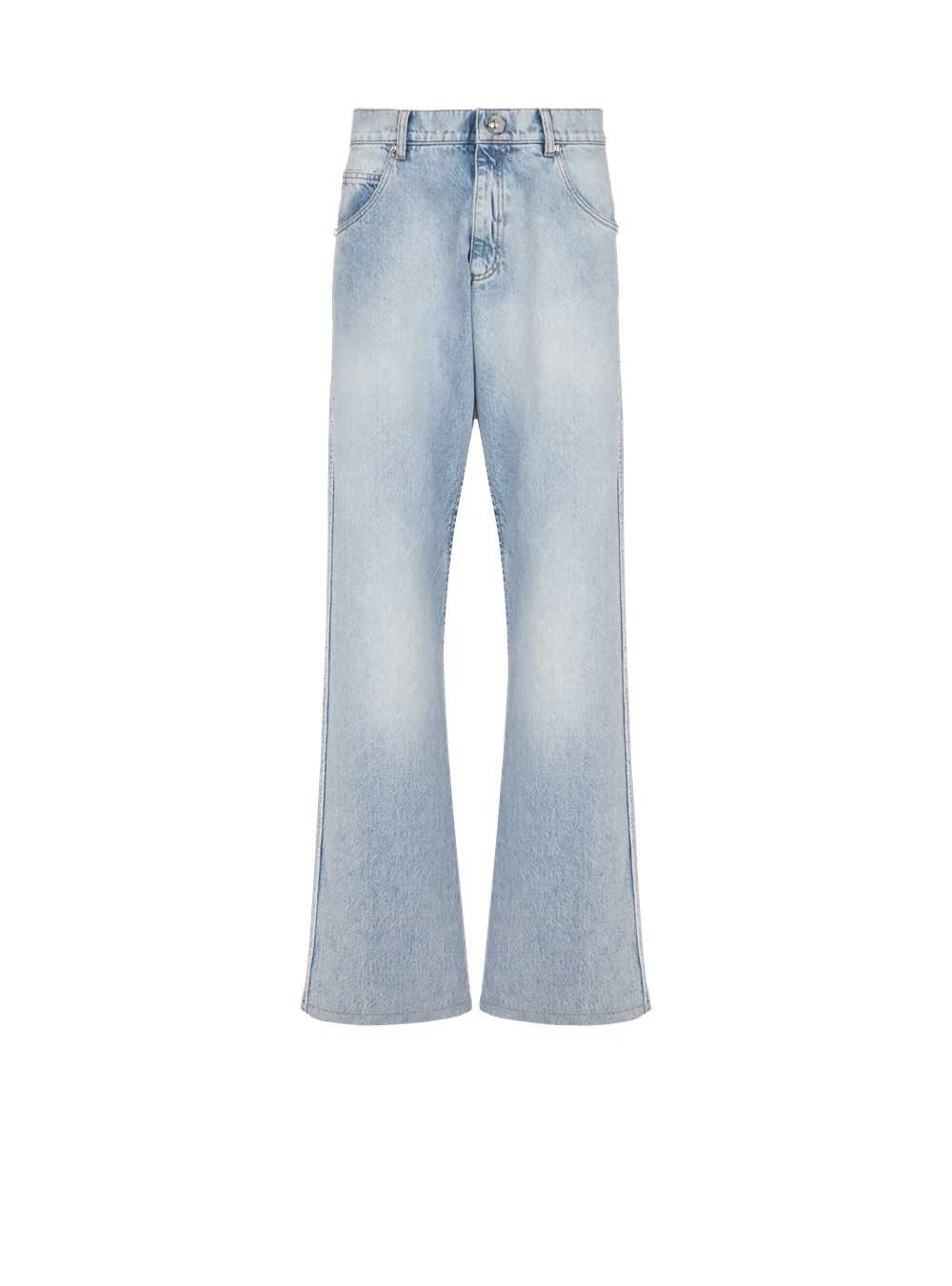 Balmain Cotton Wide-leg Jeans Blue | JKLQYOG-89