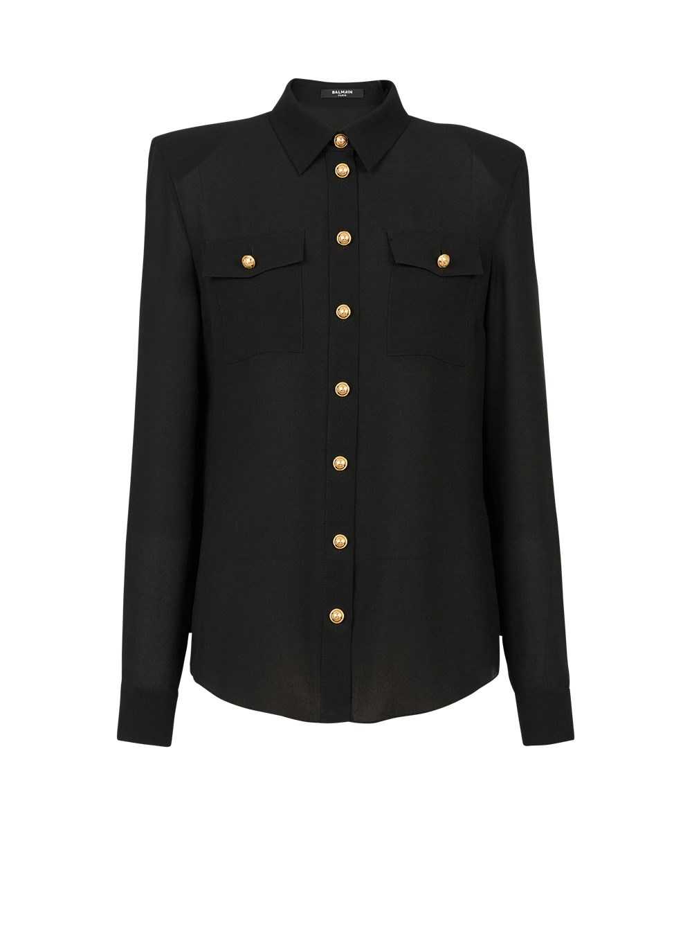 Balmain CrêPe De Chine Shirt Black | PKTFLIN-05