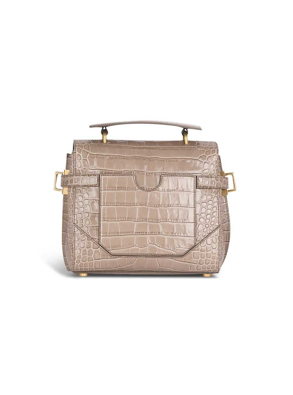 Balmain Crocodile-embossed Leather B-buzz 23 Bag Beige | YUMWNVL-60