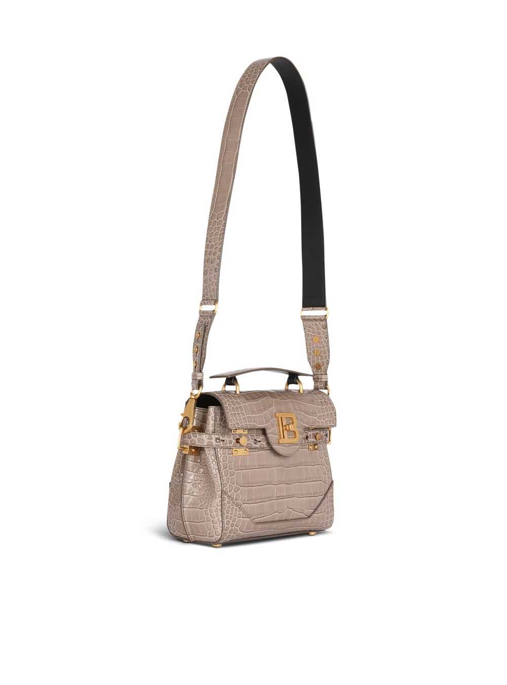 Balmain Crocodile-embossed Leather B-buzz 23 Bag Beige | YUMWNVL-60