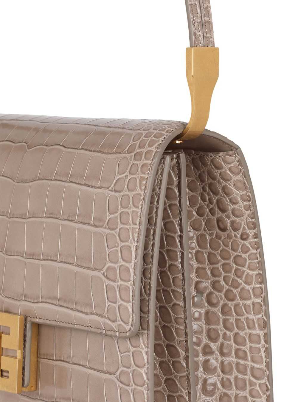 Balmain Crocodile-embossed Leather Ely Bag Beige | NHOCFSE-25