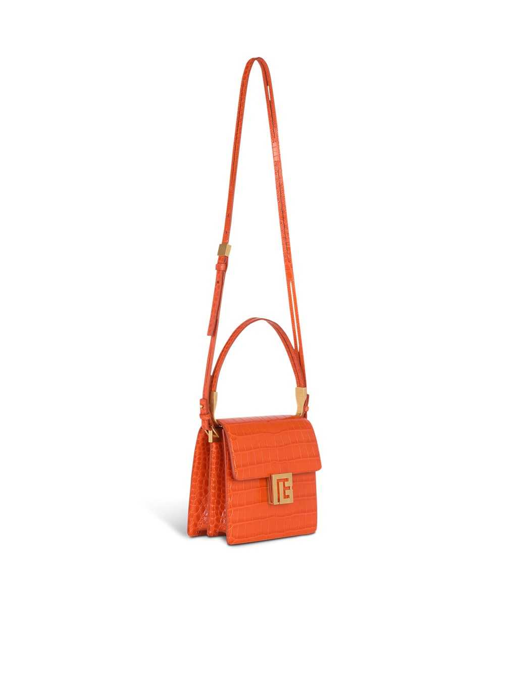 Balmain Crocodile-embossed Leather Ely Bag Orange | RCNMAUP-25