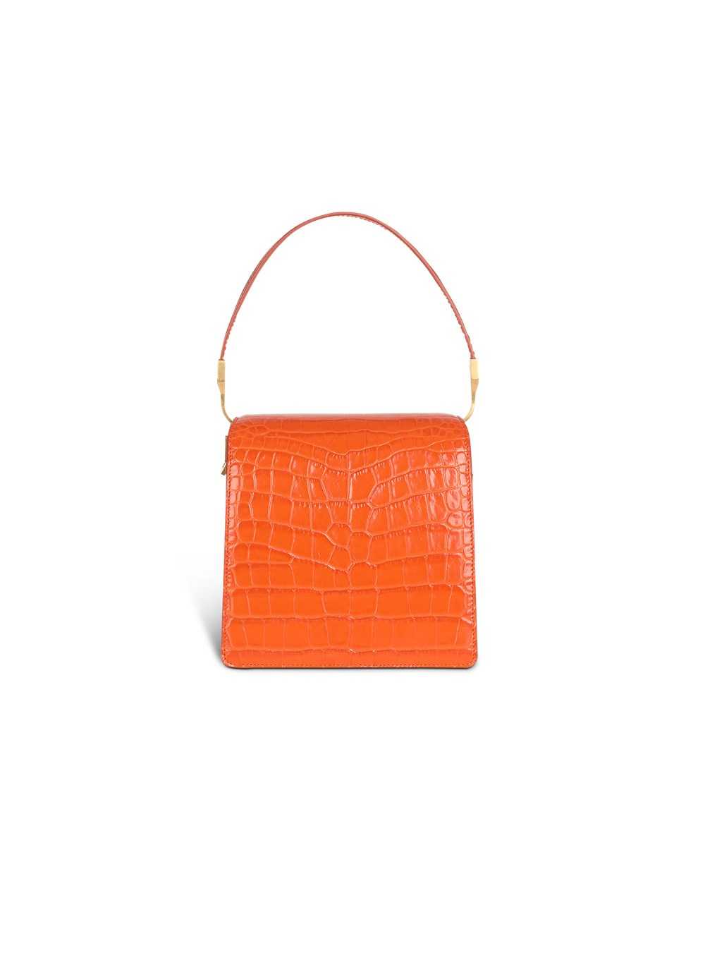 Balmain Crocodile-embossed Leather Ely Bag Orange | RCNMAUP-25