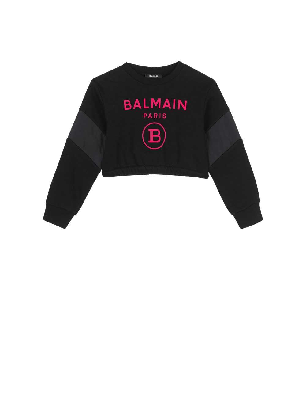 Balmain Cropped Cotton Jumper With Balmain Logo Black | ZEKXJIP-45