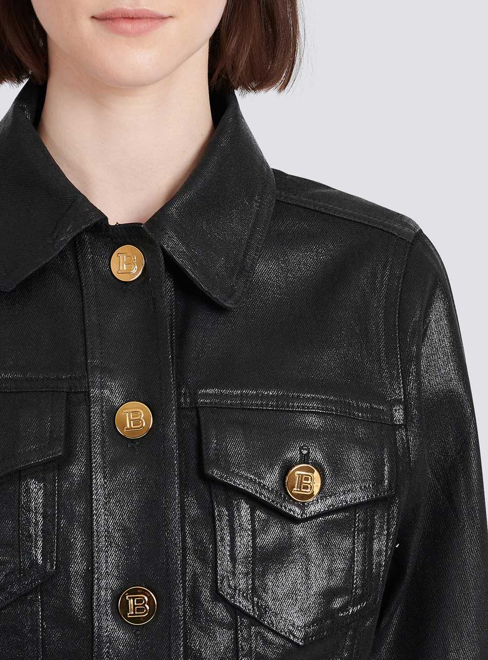 Balmain Cropped Denim Jacket Black | DIBCVZL-04