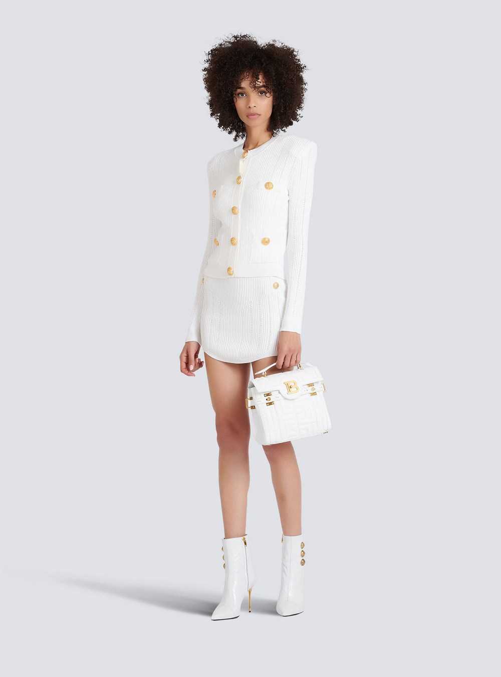 Balmain Cropped Eco-designed Knit Cardigan With Gold-tone Buttons White | FUGJXKM-32