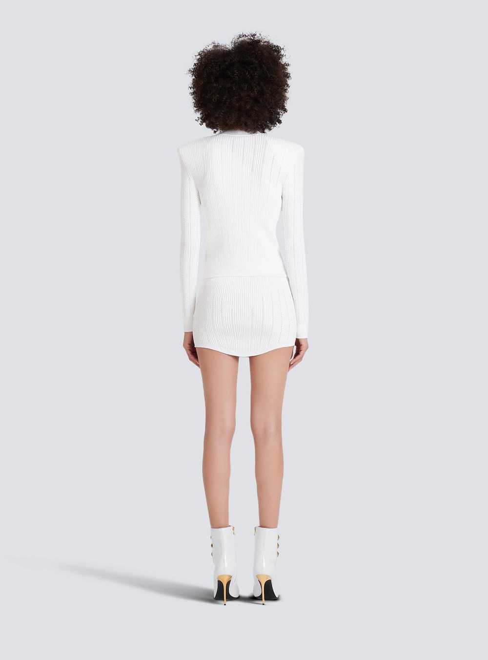 Balmain Cropped Eco-designed Knit Cardigan With Gold-tone Buttons White | FUGJXKM-32