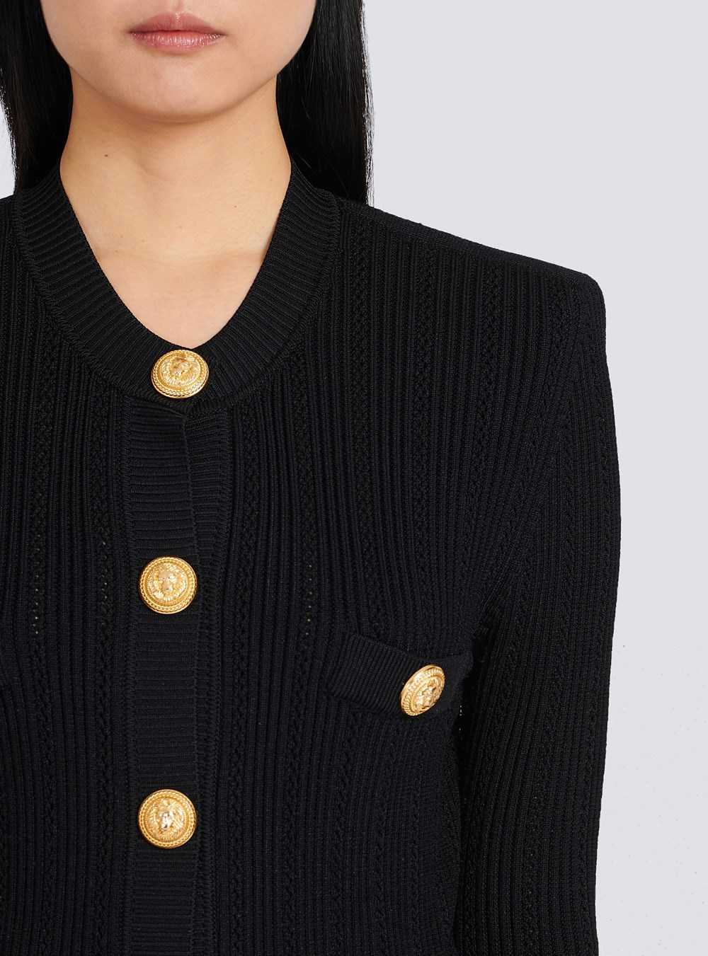 Balmain Cropped Eco-designed Knit Cardigan With Gold-tone Buttons Black | VBMWDCR-43