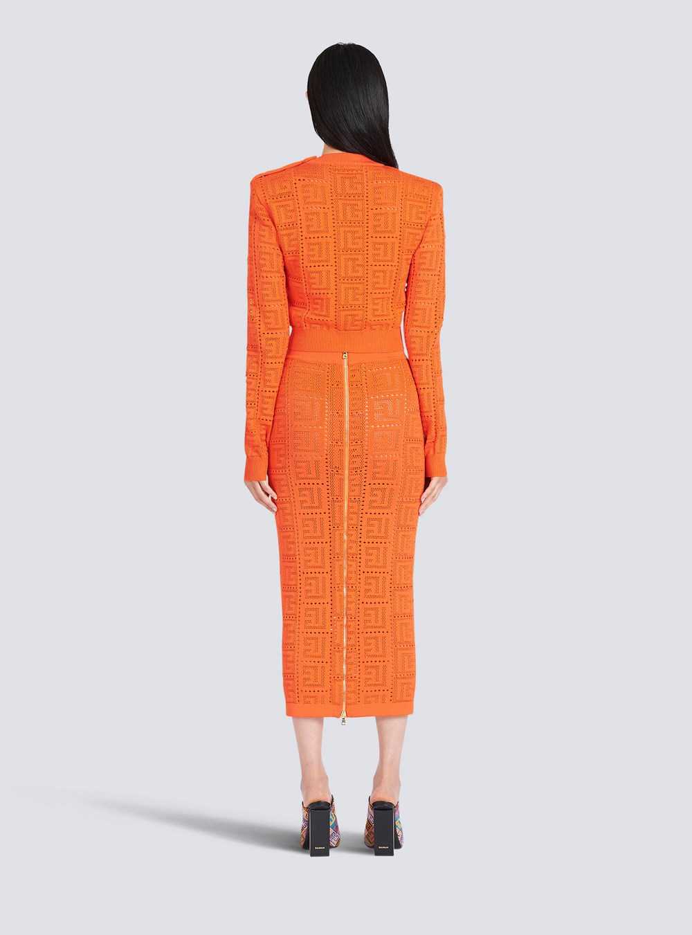 Balmain Cropped Eco-designed Sweater With Balmain Monogram Orange | RSWJVKD-21