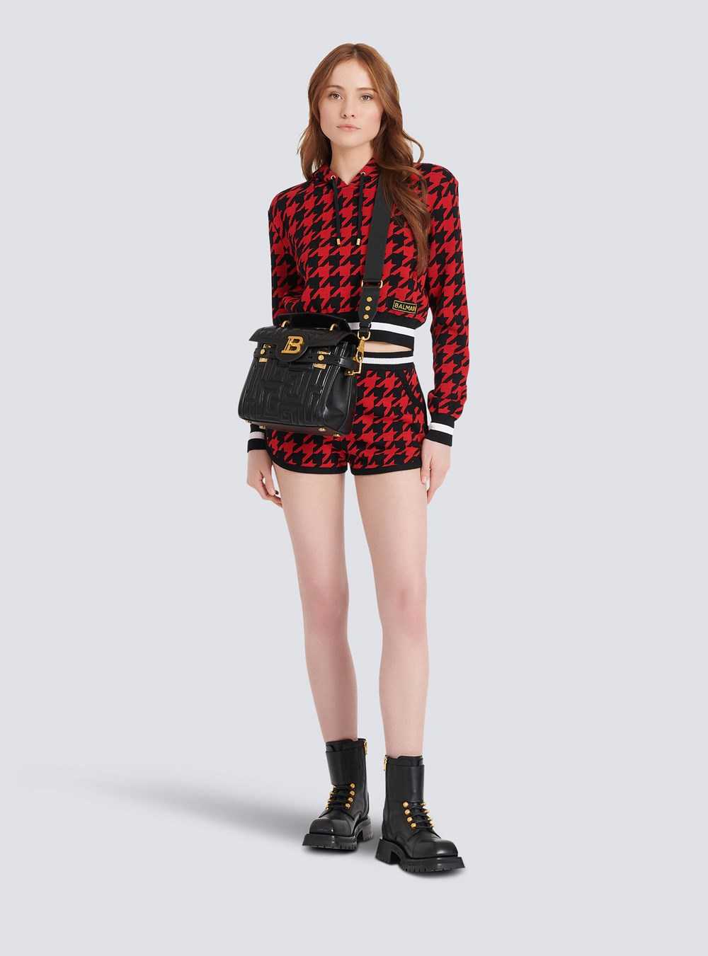 Balmain Cropped Jacquard Sweatshirt Red | XBUFAHV-27