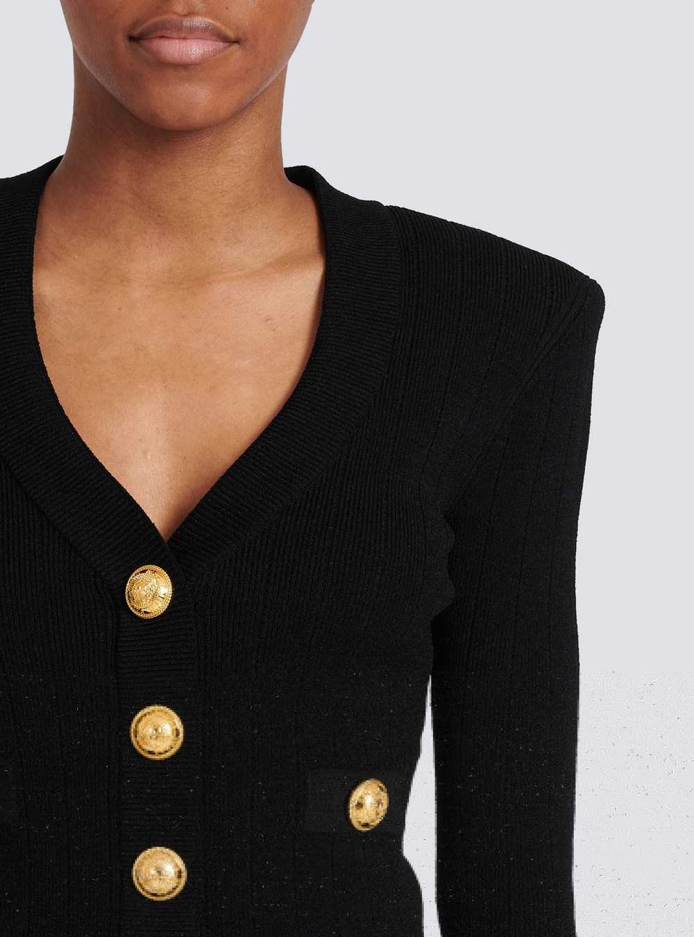 Balmain Cropped Knit Cardigan Black | PSNGTYO-72