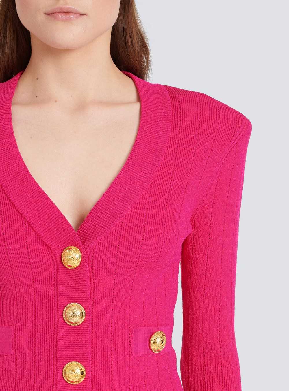 Balmain Cropped Knit Cardigan Pink | EXABPQF-32