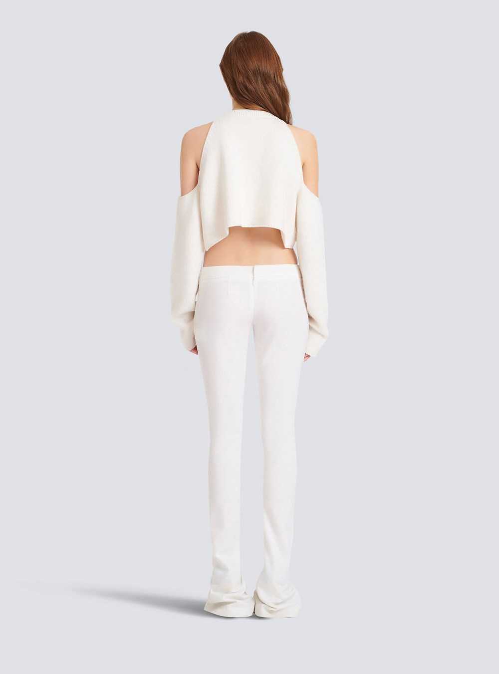 Balmain Cropped Knit Sweater White | RLGMJZI-41