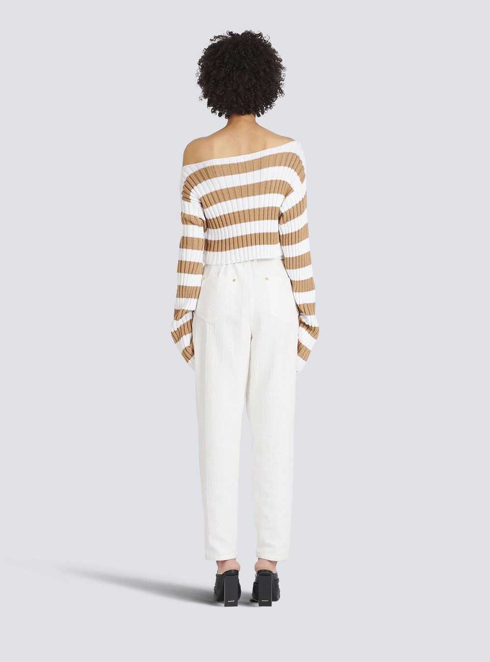 Balmain Cropped Nautical Eco-designed Sweater Beige | BOZQJPW-69