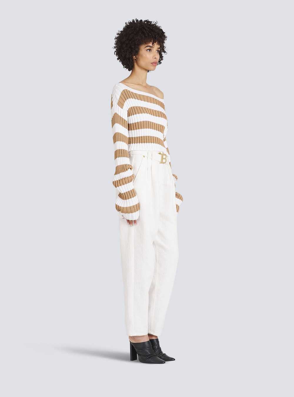 Balmain Cropped Nautical Eco-designed Sweater Beige | BOZQJPW-69