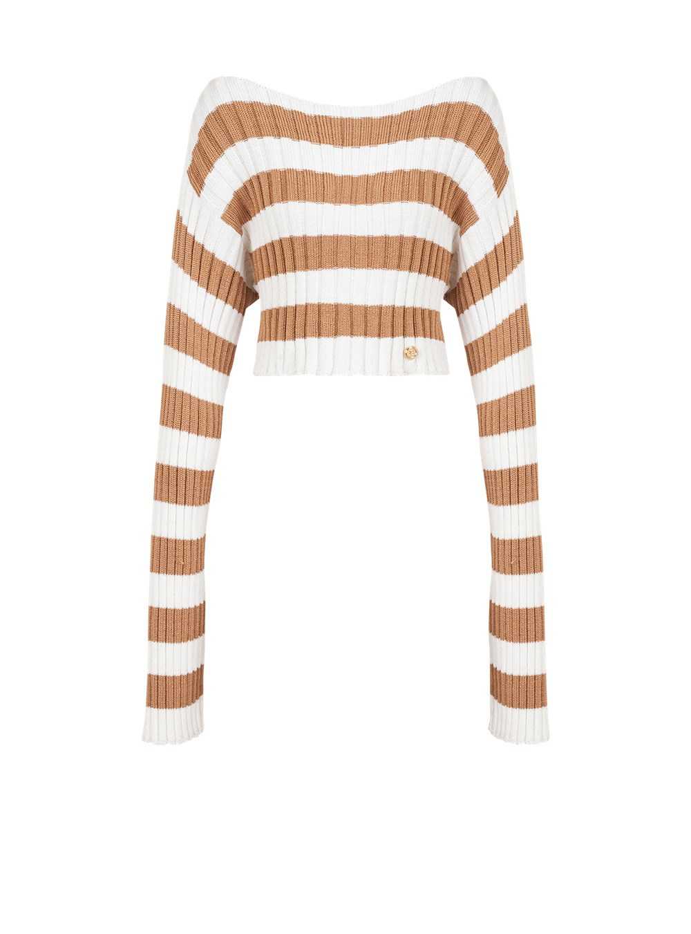 Balmain Cropped Nautical Eco-designed Sweater Beige | BOZQJPW-69