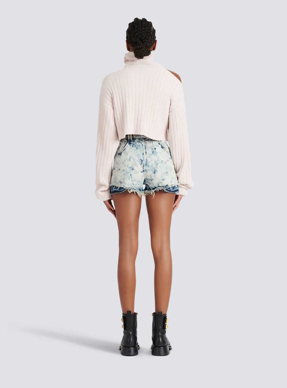 Balmain Cropped Velvet Sweatshirt Pink | JWVQHTC-09