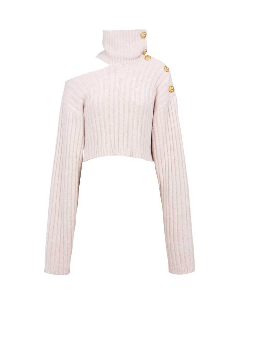 Balmain Cropped Velvet Sweatshirt Pink | JWVQHTC-09