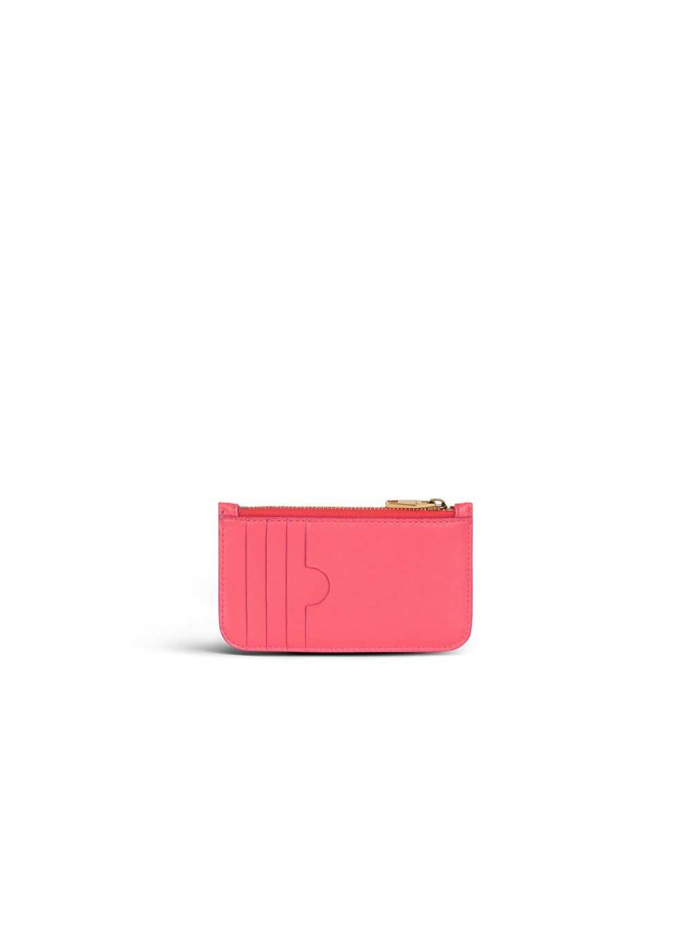 Balmain Debossed Leather Card Holder With Balmain Monogram Pink | KMSCUPY-21