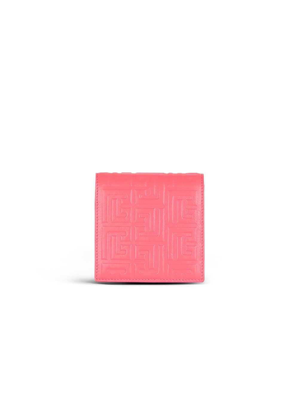 Balmain Debossed Leather Card Holder With Balmain Monogram And Chain Pink | SOPYVDC-92