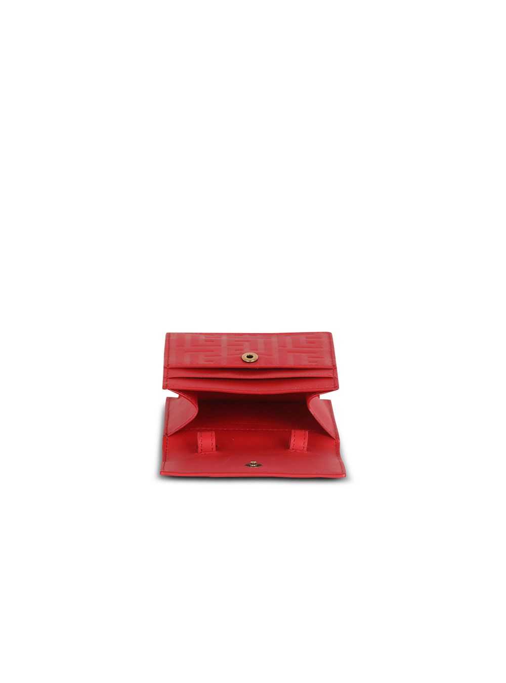 Balmain Debossed Leather Chain Card Holder With Balmain Monogram Red | GHBWLUZ-46