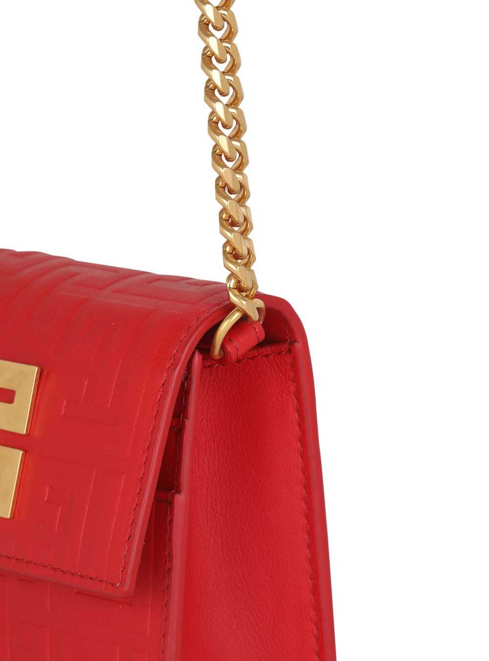 Balmain Debossed Leather Chain Card Holder With Balmain Monogram Red | GHBWLUZ-46