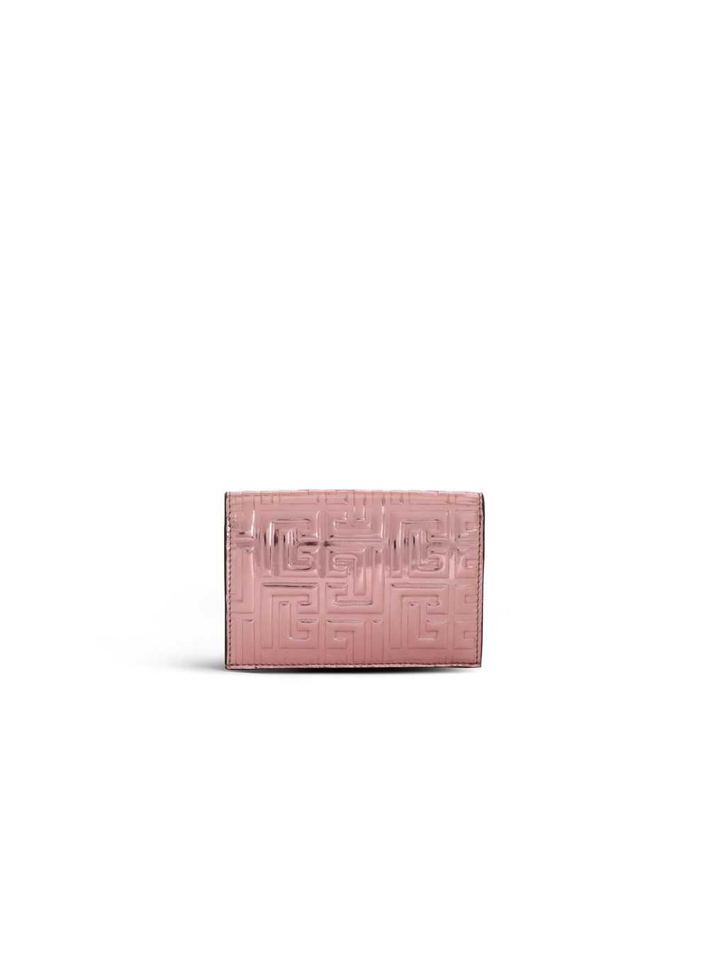 Balmain Debossed Mirror-shine Leather Coin Pouch With Balmain Monogram Pink | SWMZVGU-48