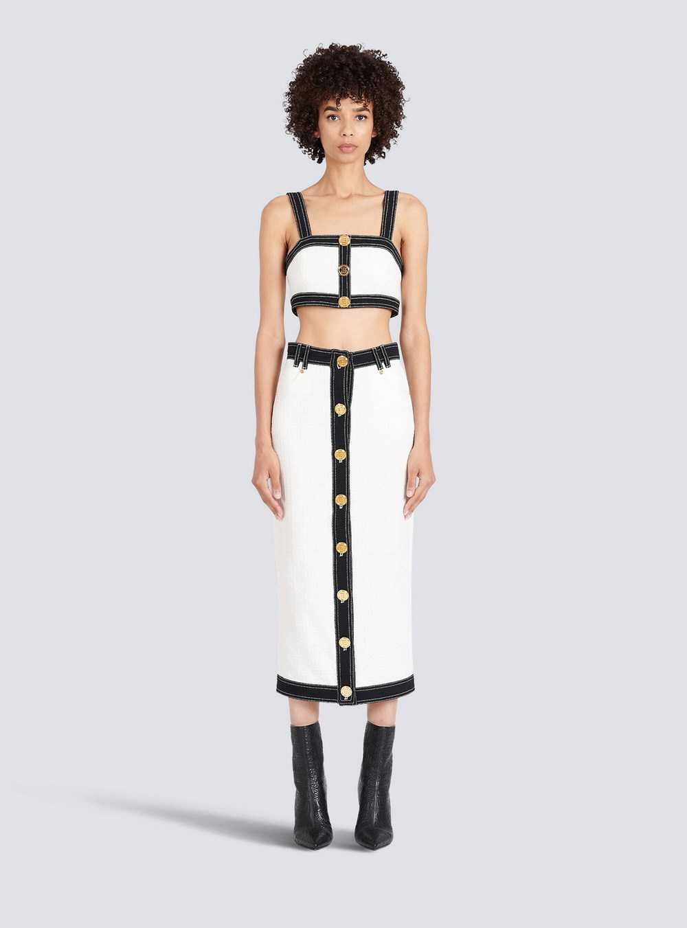 Balmain Denim Crop Top White | IWOHSFR-04