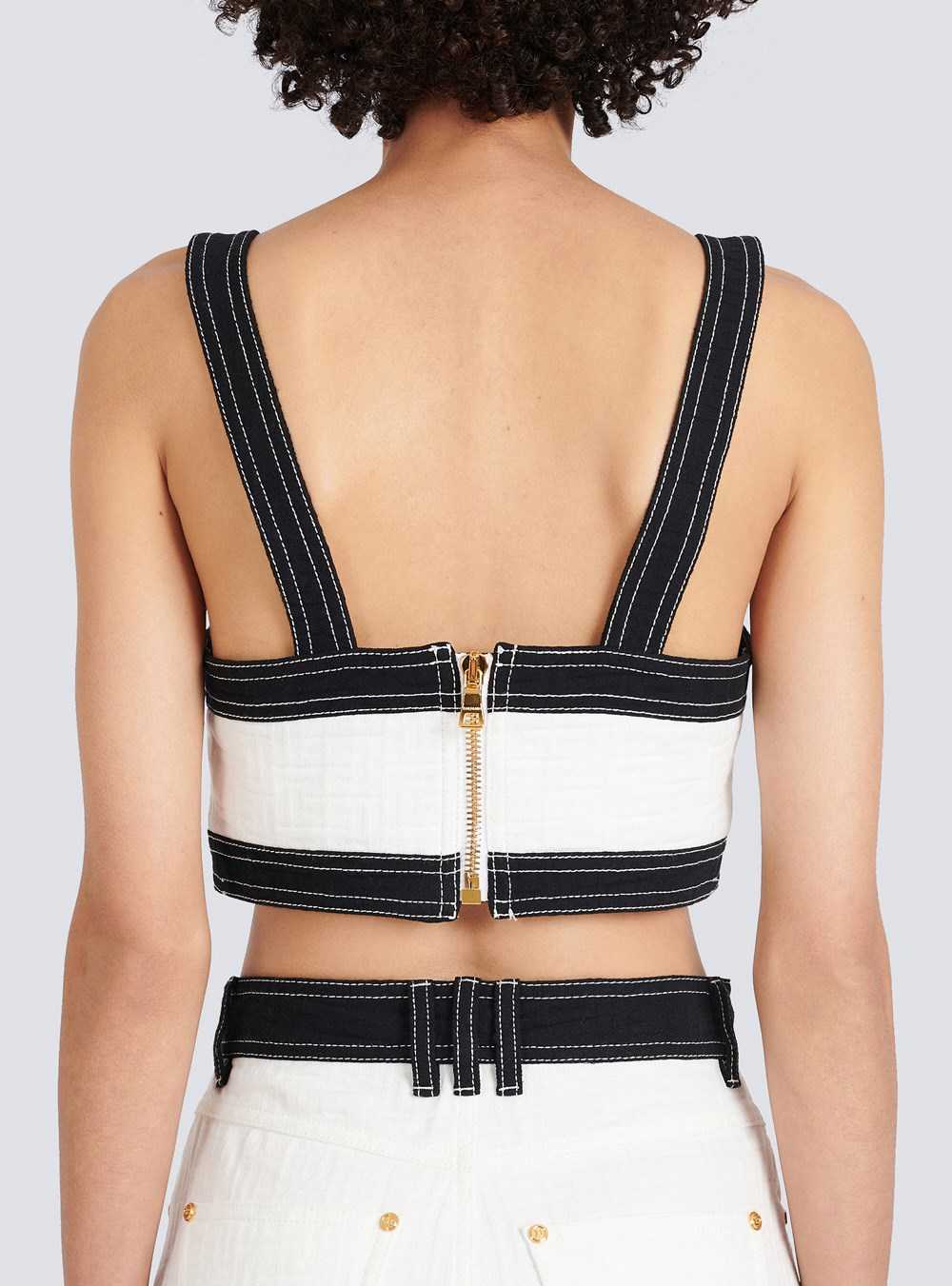 Balmain Denim Crop Top White | IWOHSFR-04