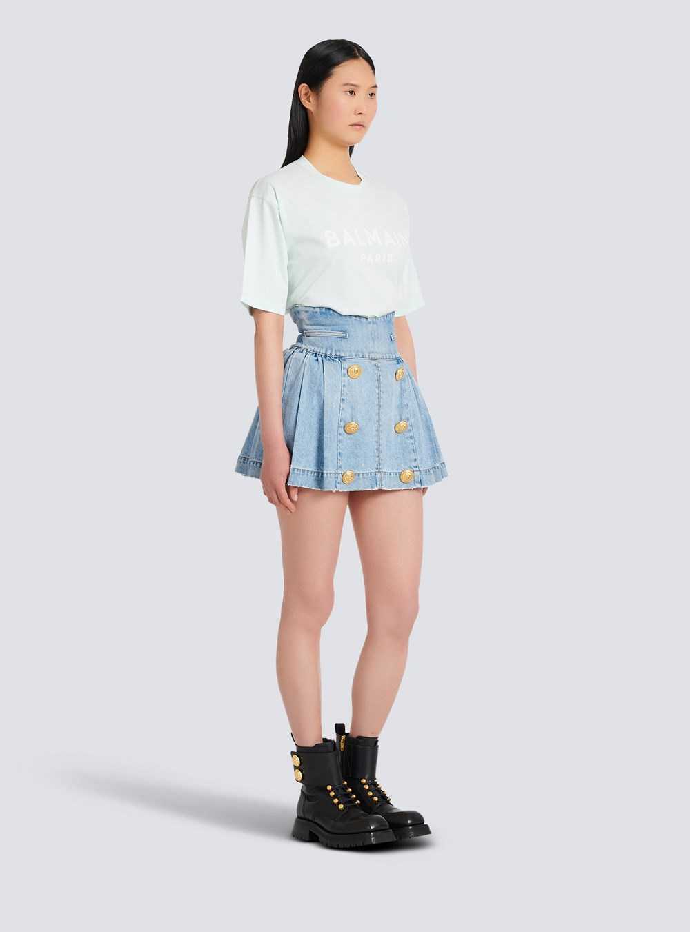 Balmain Denim High-waisted Skirt Blue | XAEMBKF-97