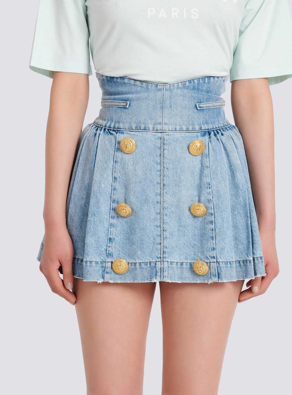 Balmain Denim High-waisted Skirt Blue | XAEMBKF-97