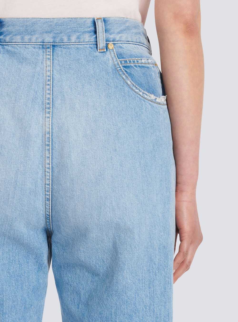 Balmain Destroyed Reverse Boyfriend Cut Jeans Blue | BCSRIVE-26