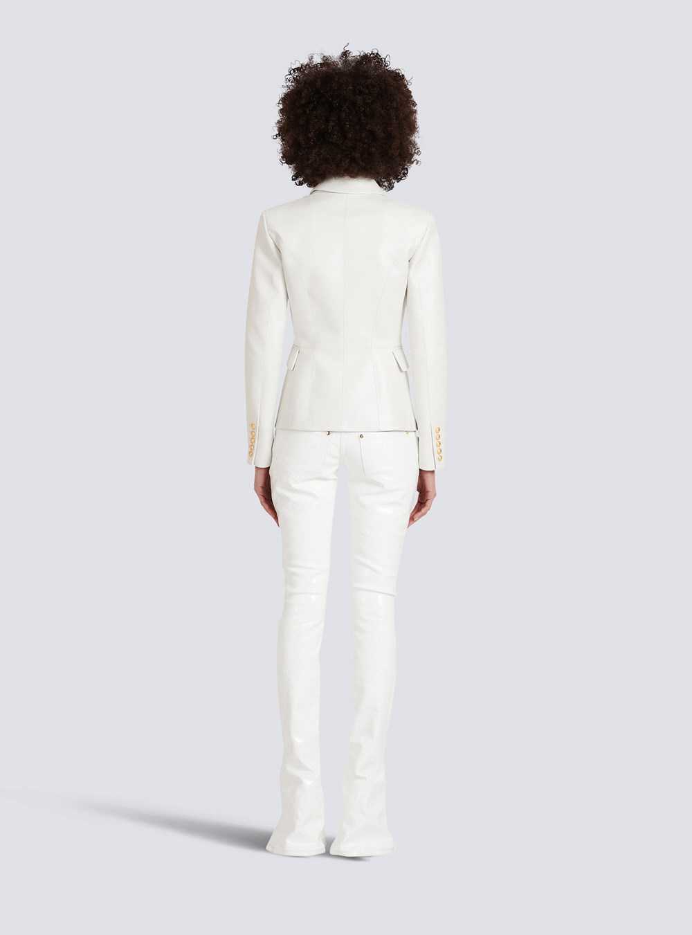 Balmain Double-breasted Leather Blazer White | YTWMHVZ-23