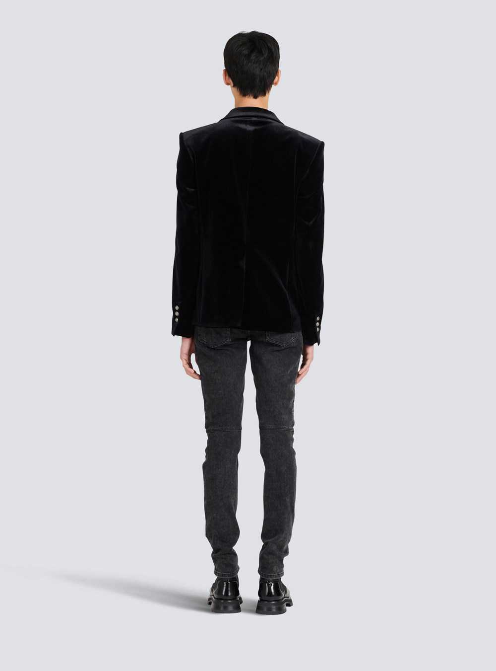 Balmain Double-breasted Velvet Blazer Black | NPRUDSQ-75