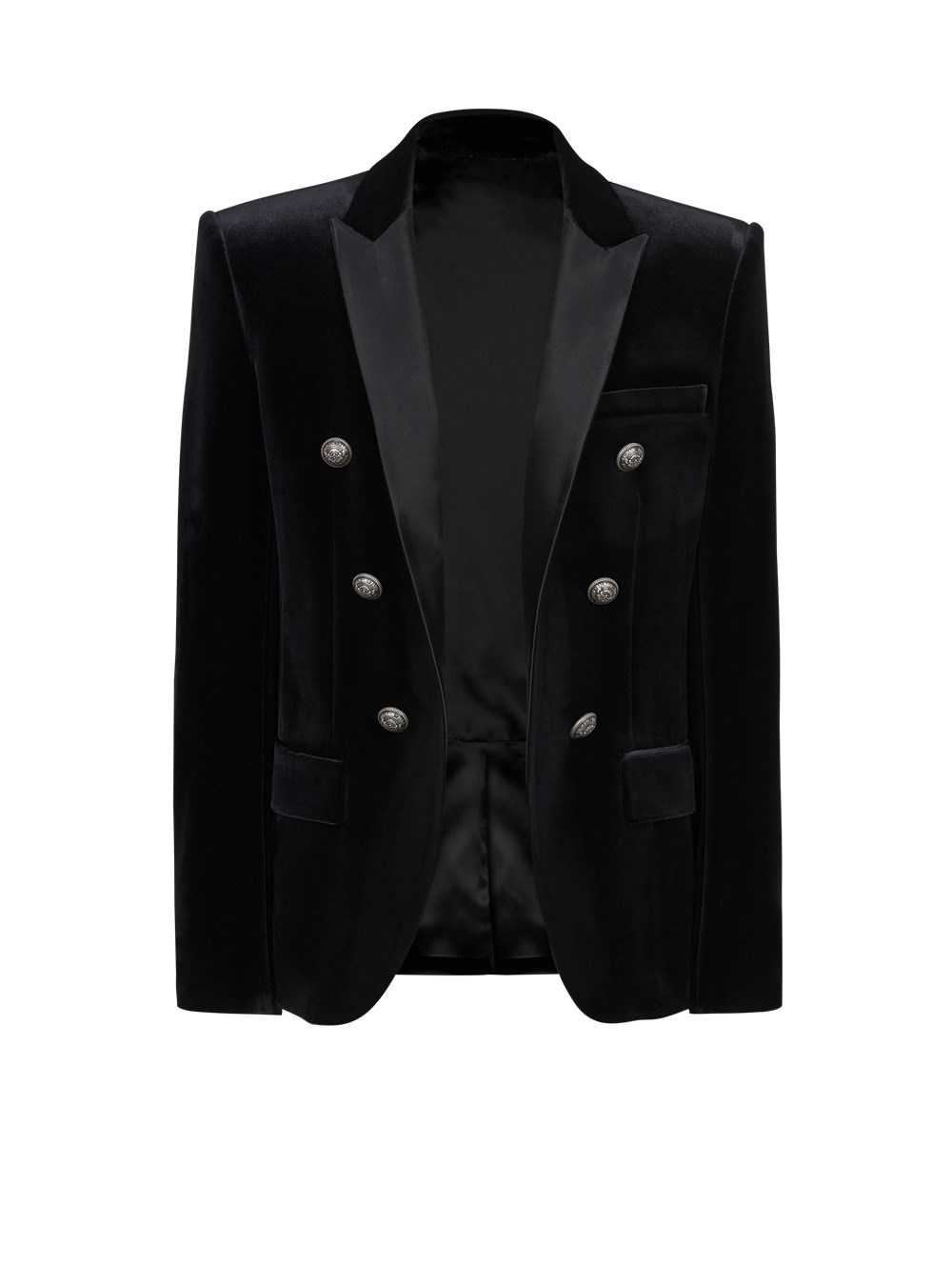 Balmain Double-breasted Velvet Blazer Black | NPRUDSQ-75