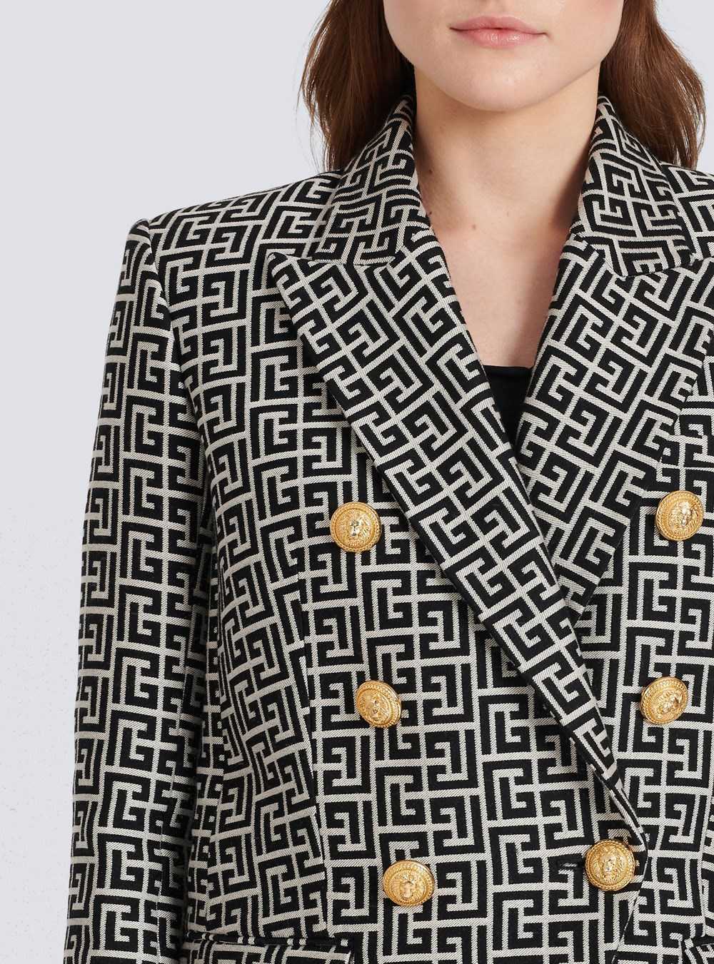 Balmain Double-buttoned Jacquard Jacket Black | UCYXMQJ-49