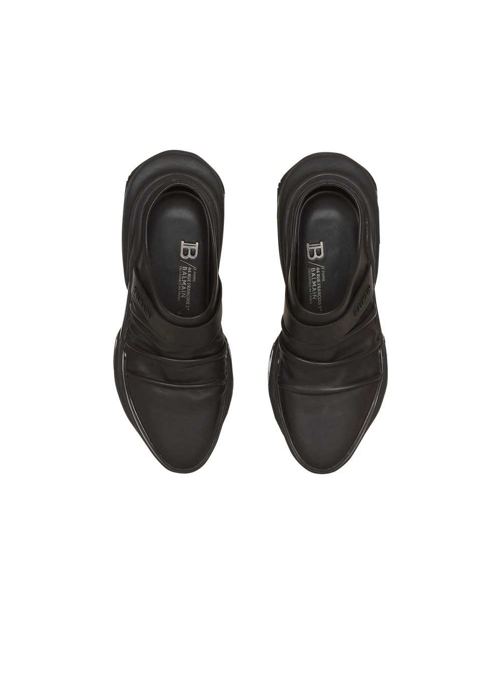 Balmain Draped Leather B-bold Mule Sneakers Black | IYCSOZM-31