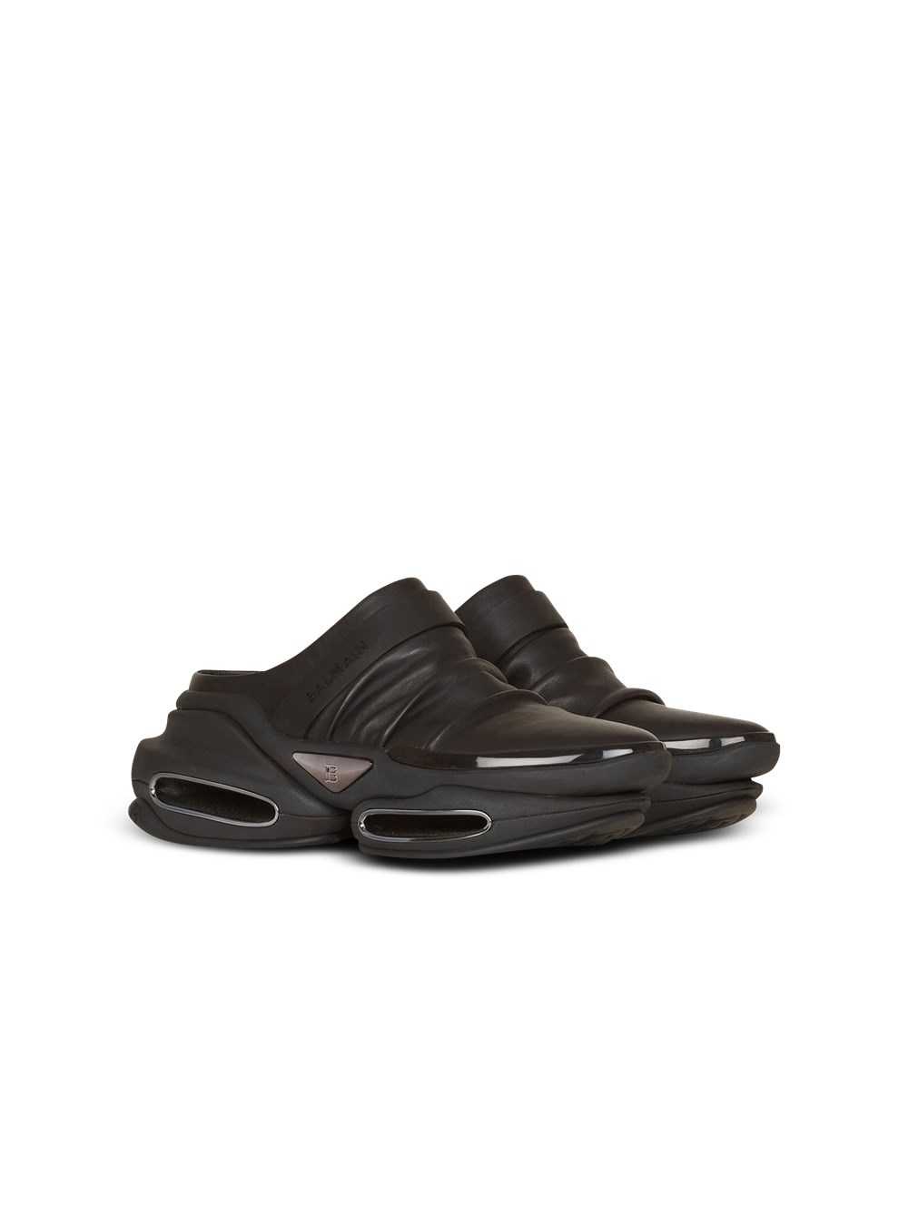 Balmain Draped Leather B-bold Mule Sneakers Black | IYCSOZM-31