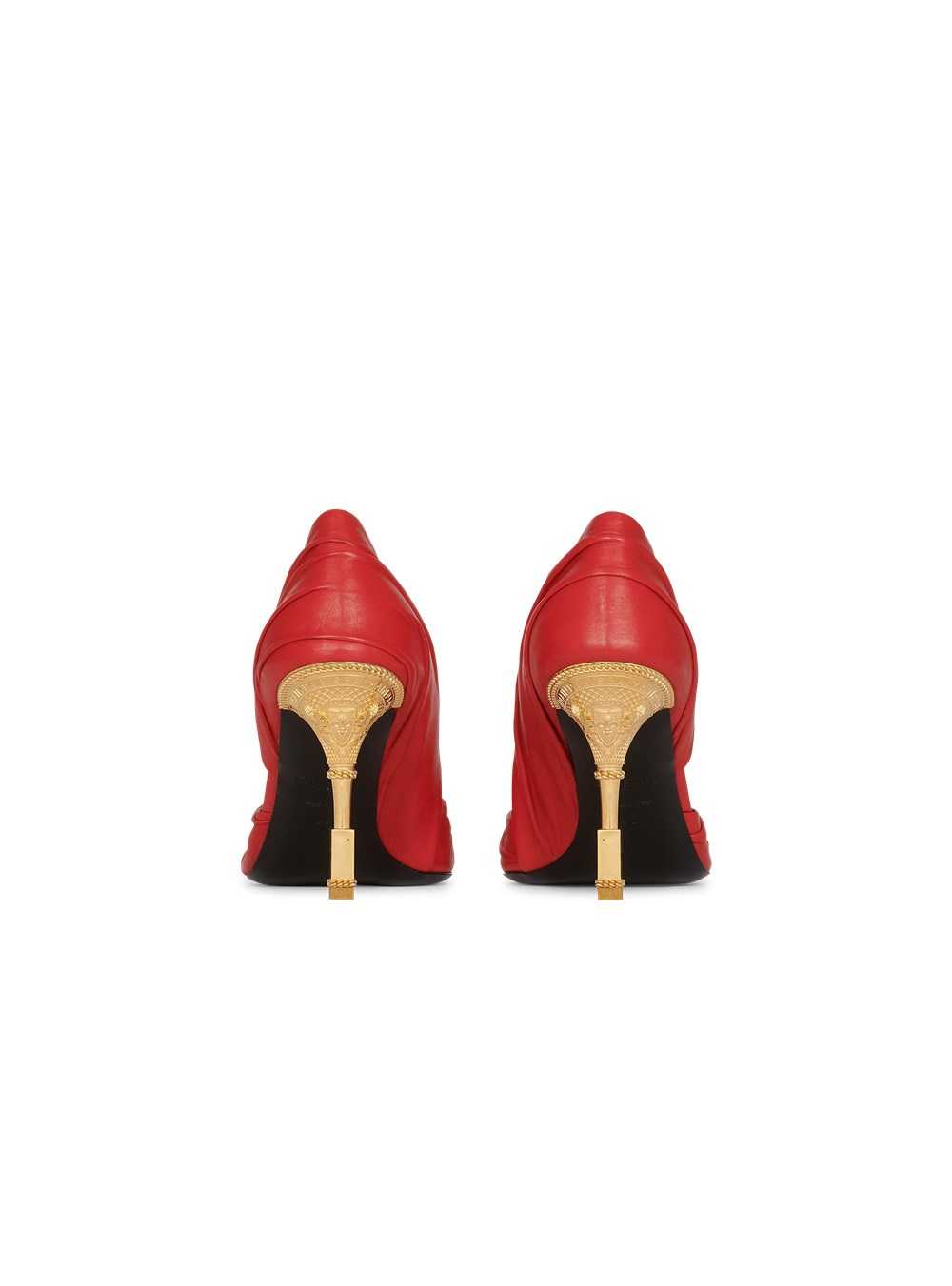 Balmain Draped Leather Moneta Pumps Red | QNVXRLM-79