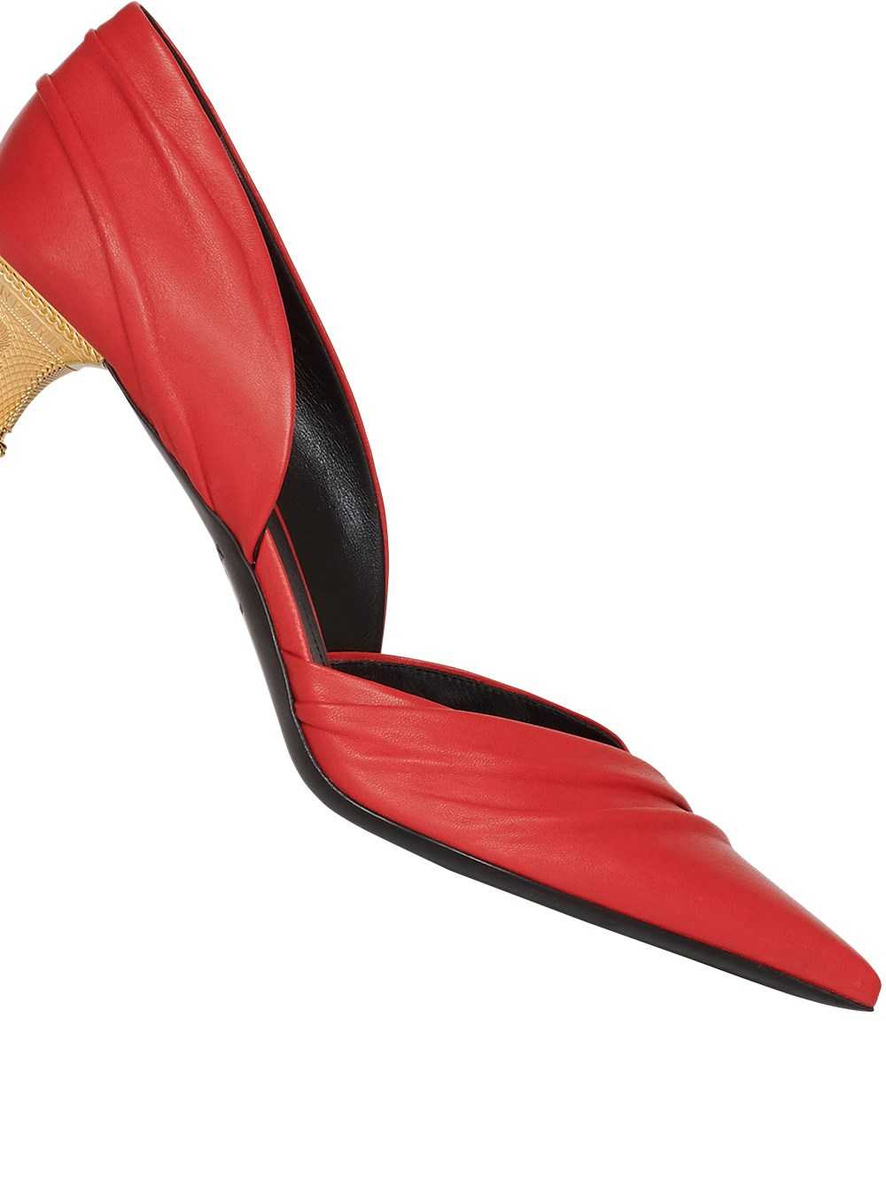 Balmain Draped Leather Moneta Pumps Red | QNVXRLM-79