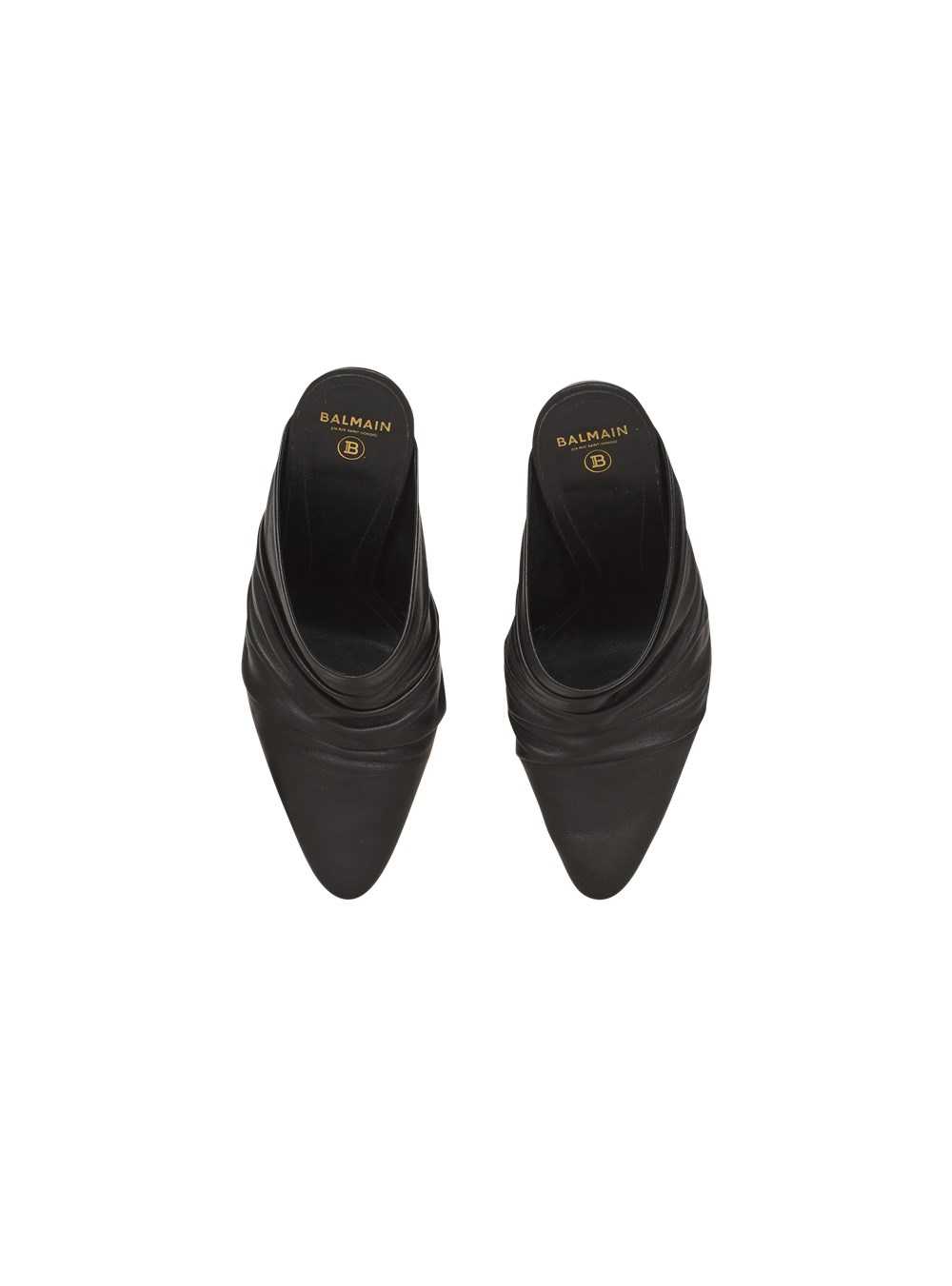 Balmain Draped Leather Ulla Mules Black | OCZHMNB-87