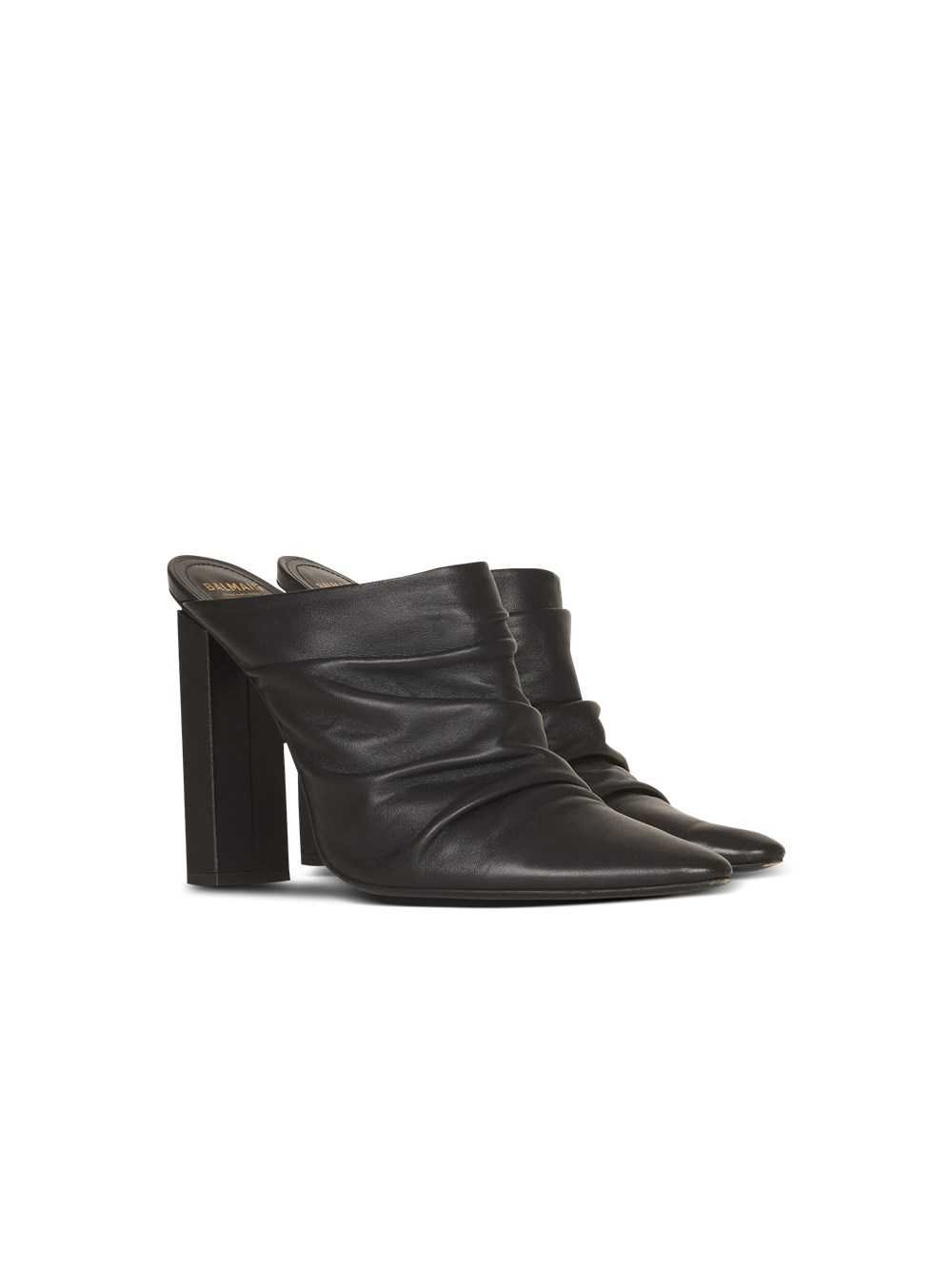 Balmain Draped Leather Ulla Mules Black | OCZHMNB-87