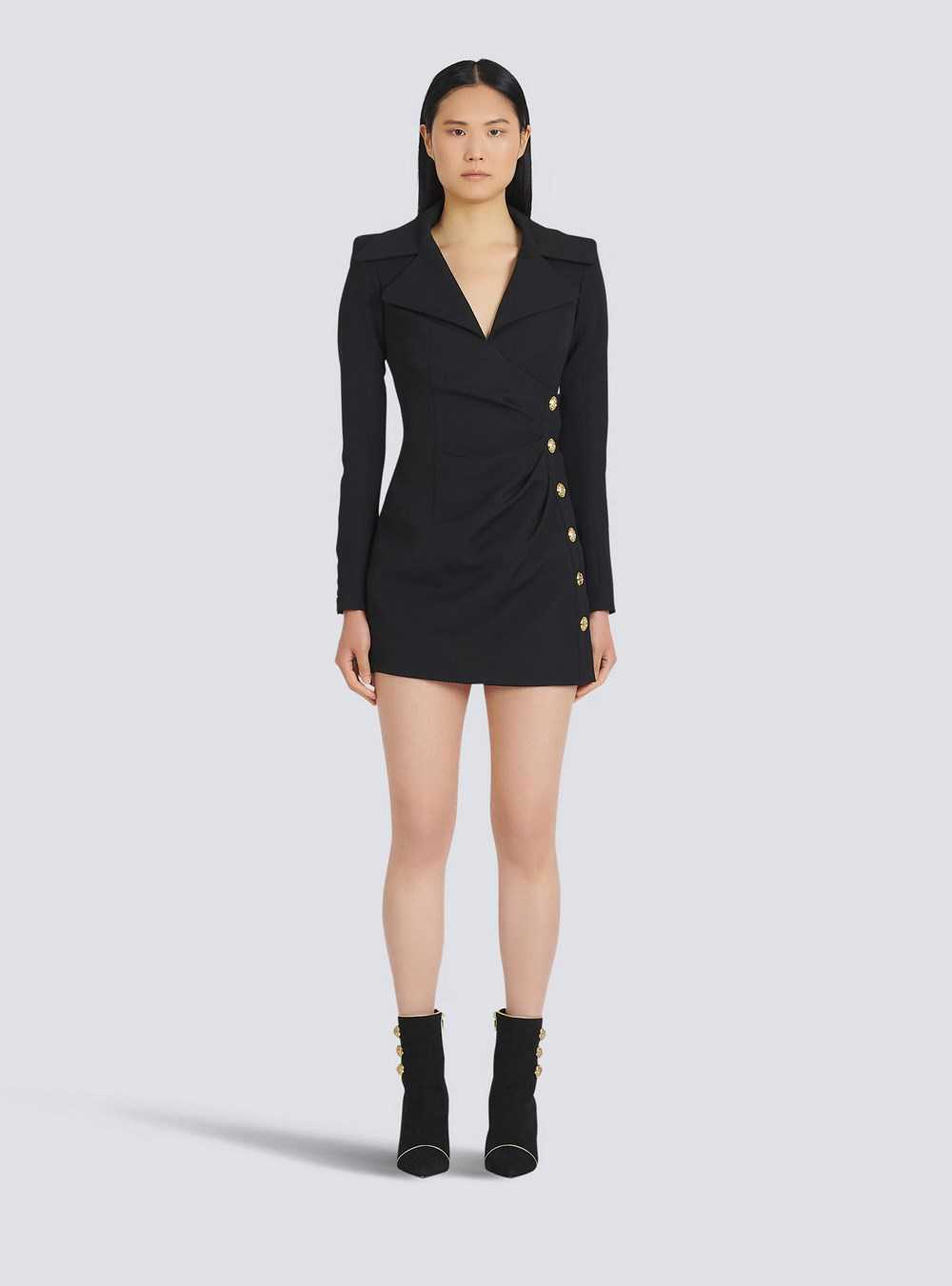 Balmain Draped Wool Dress Black | OYAZCQU-96