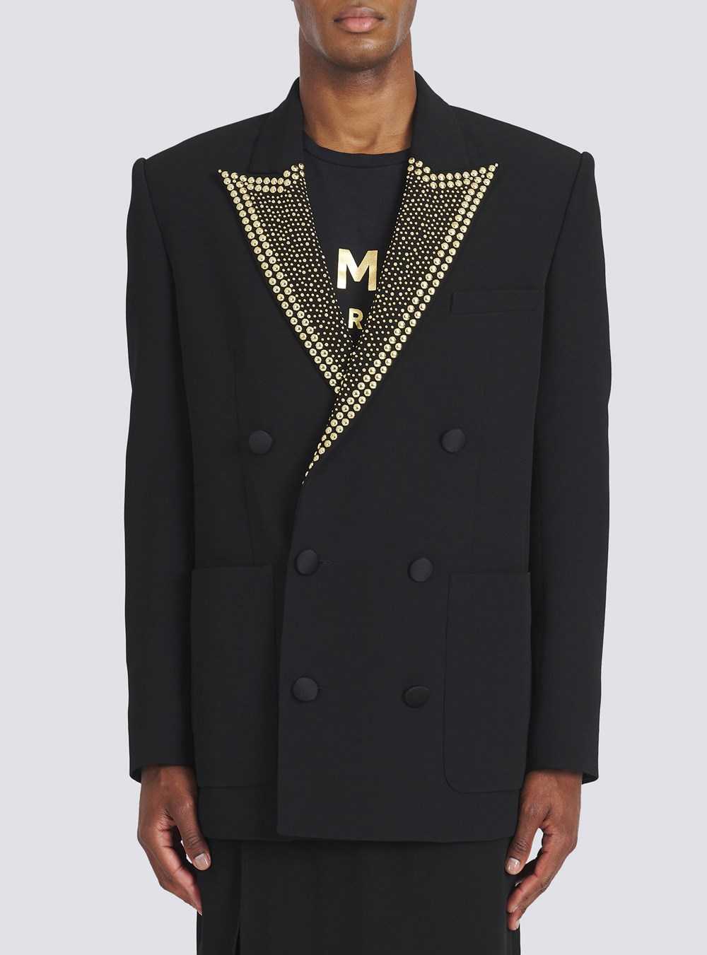 Balmain Eco-designed Blazer With Gold-tone Studded Embroidery Gold | OQESTNV-80